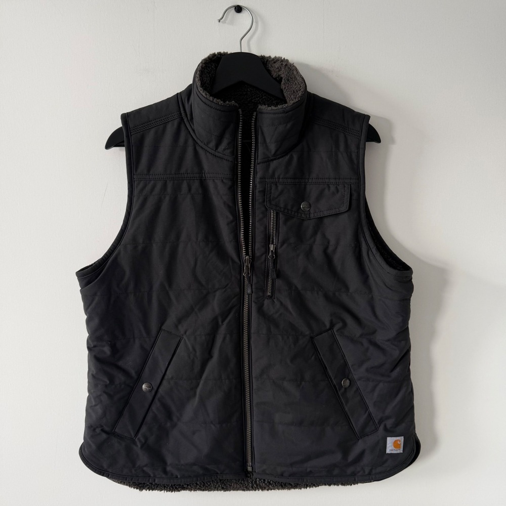 Carhartt Reversible Sherpa Lined Vest Black Womens Medium 8/10 Full Zip